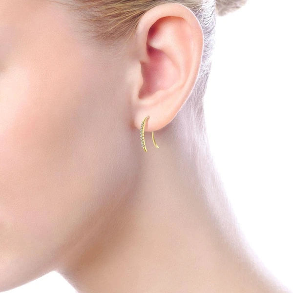 14K Yellow Gold Tapered Diamond Threader Drop Earrings