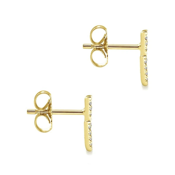 14K Yellow Gold Double Chevron Diamond Stud Earrings