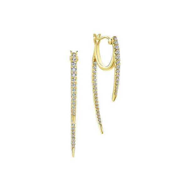 14k White Gold Tapered Diamond Threader Drop Earrings
