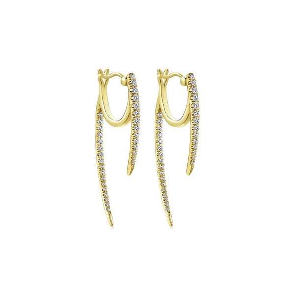 14k White Gold Tapered Diamond Threader Drop Earrings
