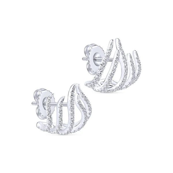 14k White Gold Diamond Tendril Stud Earrings
