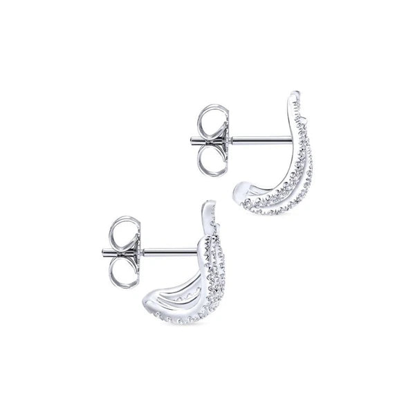14k White Gold Diamond Tendril Stud Earrings