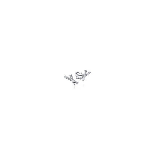 14K White Gold Tapered X Diamond Stud Earrings