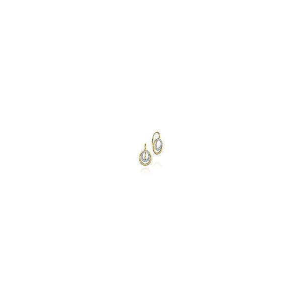 14K Yellow/White Gold Twisted Rope Oval Diamond Drop Earrings