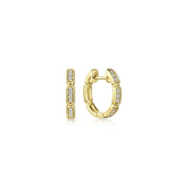 14K Yellow Gold Segmented 10mm Diamond Huggies