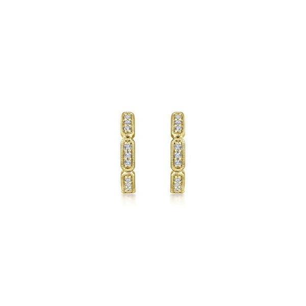 14K Yellow Gold Segmented 10mm Diamond Huggies