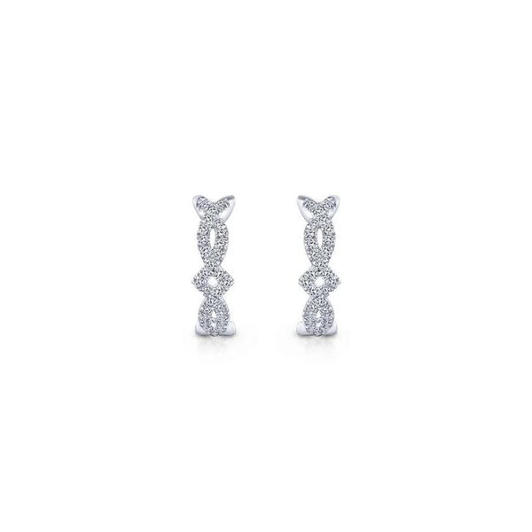 14K White Gold Twisted 10mm Diamond Huggies