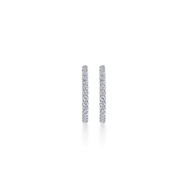 14K White Gold French Pave  20mm Round Inside Out Diamond Hoop Earrings