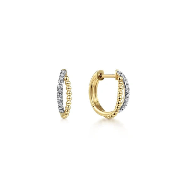 14K Yellow Gold Twisted Pavé 10mm Diamond Huggie Earrings