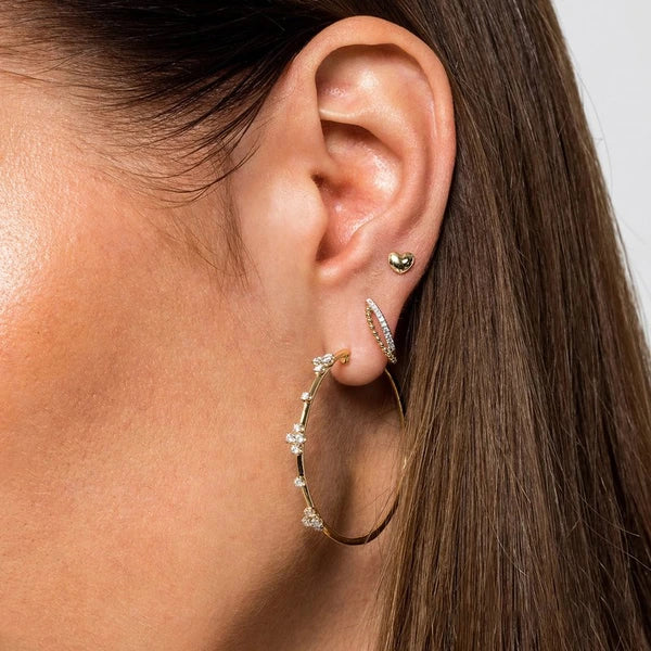 14K Yellow Gold Twisted Pavé 10mm Diamond Huggie Earrings