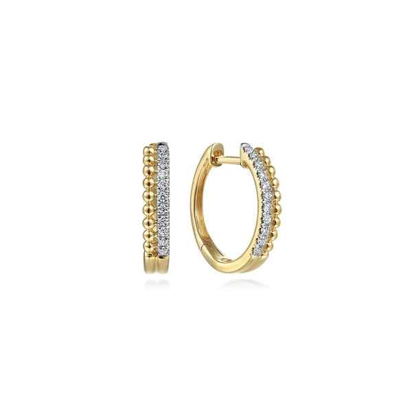 14K Yellow Gold Bujukan Pavé 10mm Diamond Huggie Earrings