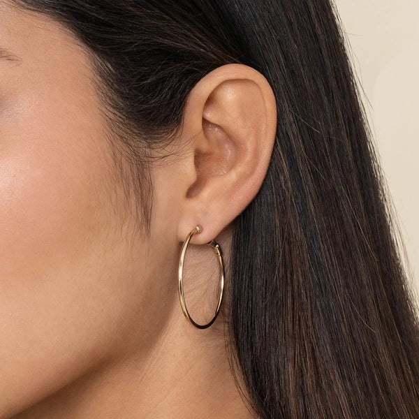 14K Yellow Gold 30mm Round Classic Hoop Earrings