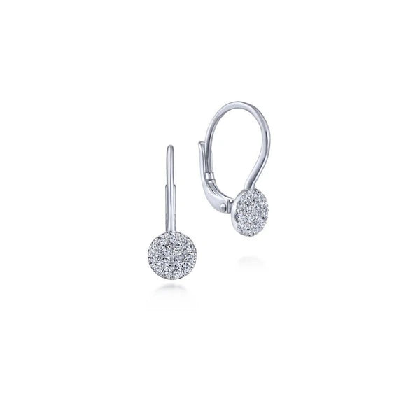 14K White Gold Round e Diamond Drop Earrings