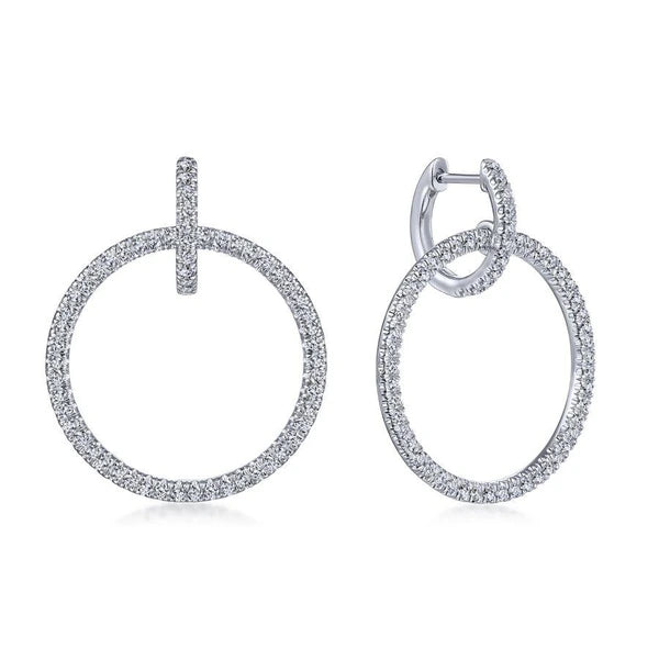 14K White Gold Round Linked PavÃ¢Ë†Å¡Ã‚Â© 30mm Diamond Huggie Drop Earrings