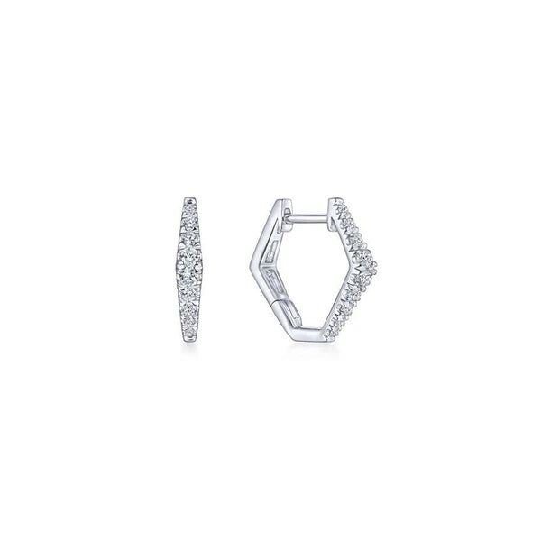 14K White Gold 15mm Diamond Huggies
