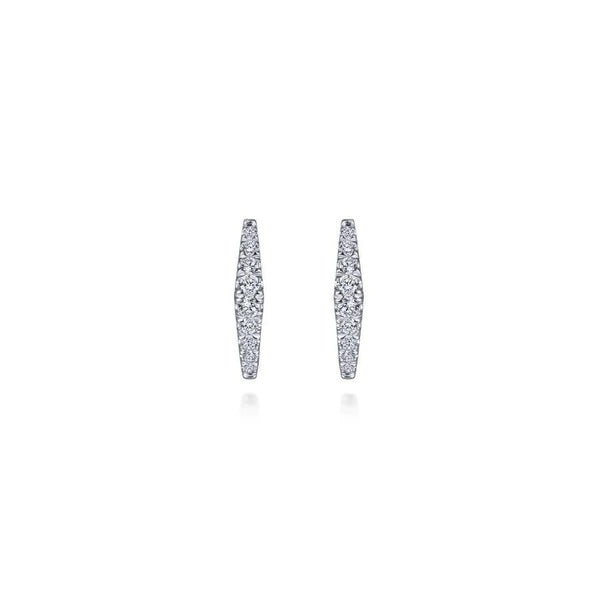 14K White Gold 15mm Diamond Huggies