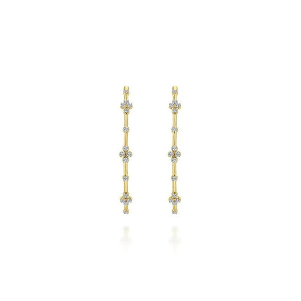 14K Yellow Gold Prong Set 60mm Round Classic Diamond Hoop Earrings