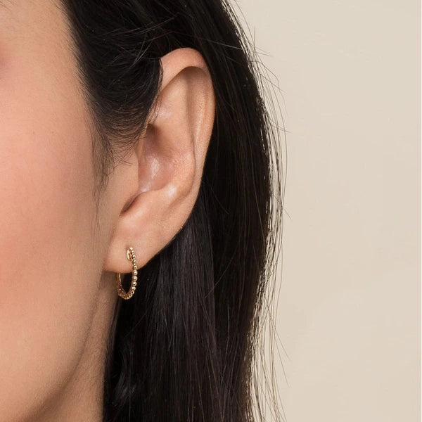 14K Yellow Gold Bujukan Huggie Earrings