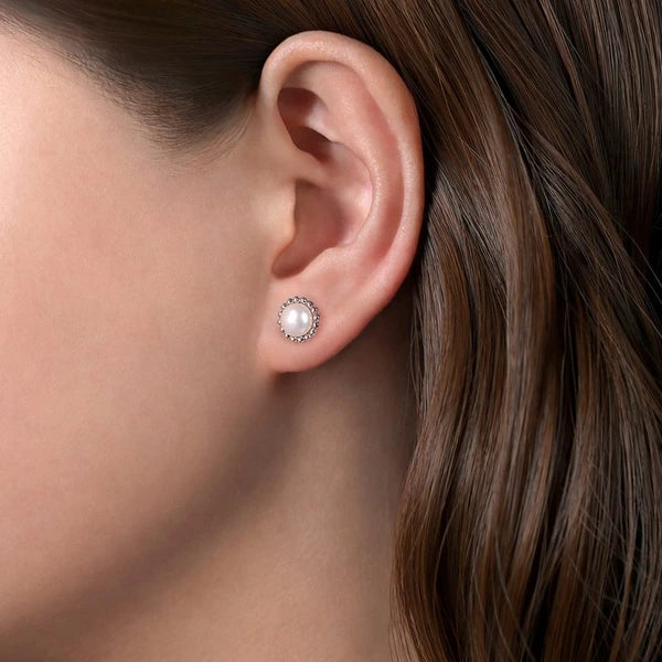 925 Sterling Silver Bujukan Pearl Stud Earrings