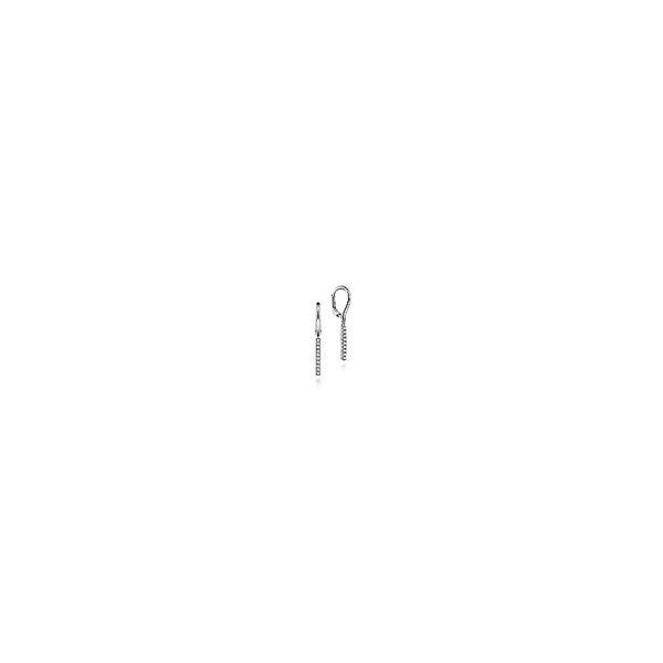 14K White Gold Diamond Bar Drop Leverback Earrings