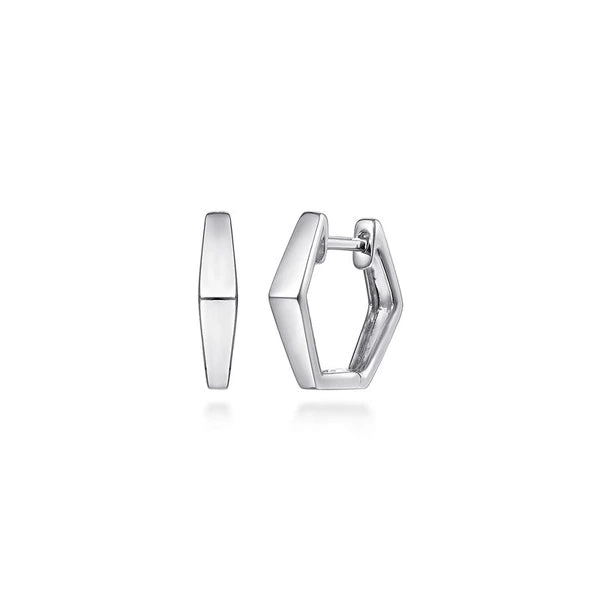 925 Sterling Silver Geometric Huggie Earrings