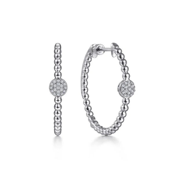 925 Sterling Silver 30MM White Sapphire Pave' Classic Hoop Earrings