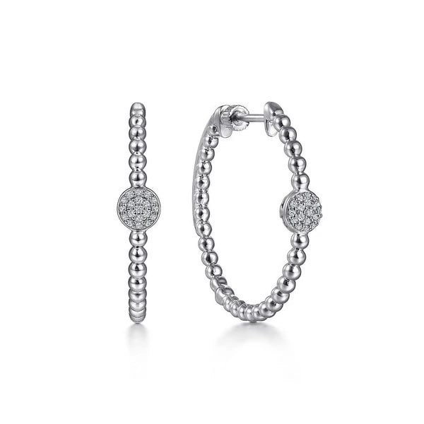 925 Sterling Silver 30MM White Sapphire Pave' Classic Hoop Earrings