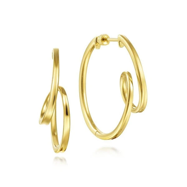 14K Yellow Gold 30mm Twisted Hoop Earrings