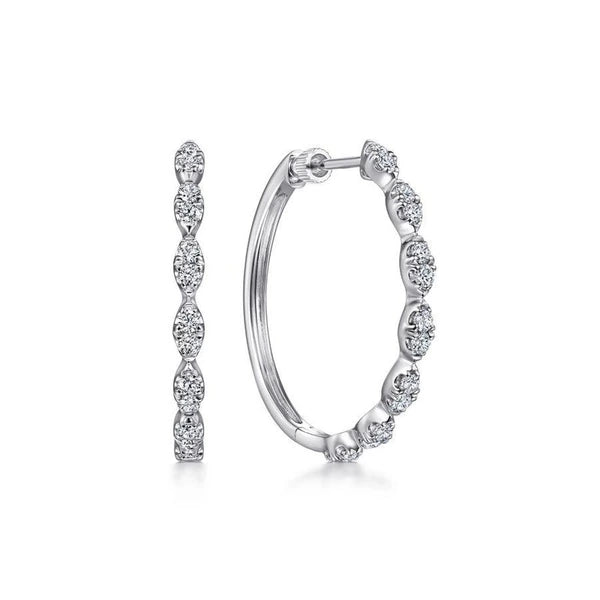 14K White Gold 30MM Diamond Earrings