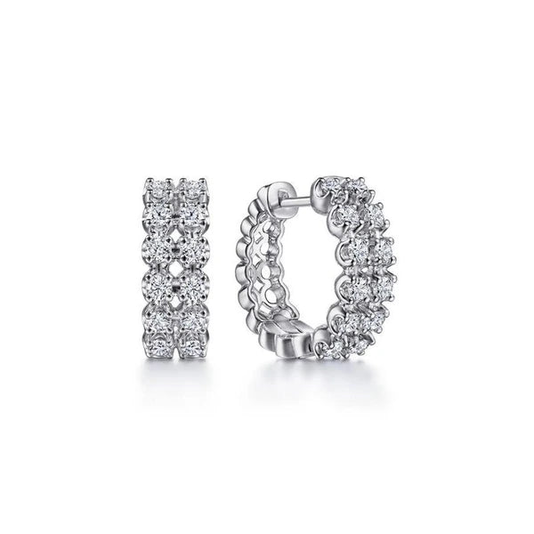 14K White Gold 15MM Diamond Earrings