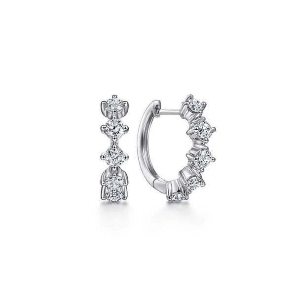 14K White Gold 15mm Diamond Huggies