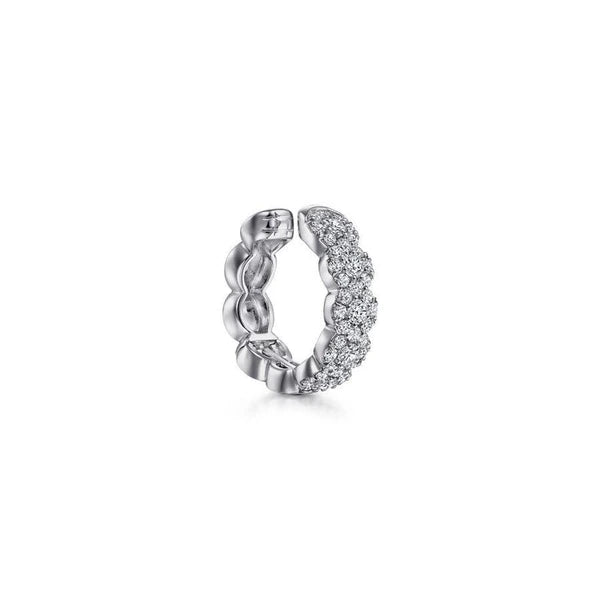 14K White Gold 15MM Diamond Earcuff Earring