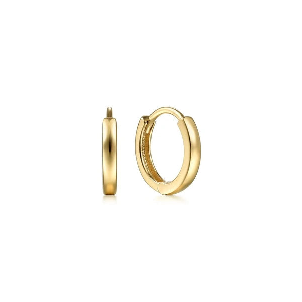 14K Yellow Gold Plain Huggie Earrings
