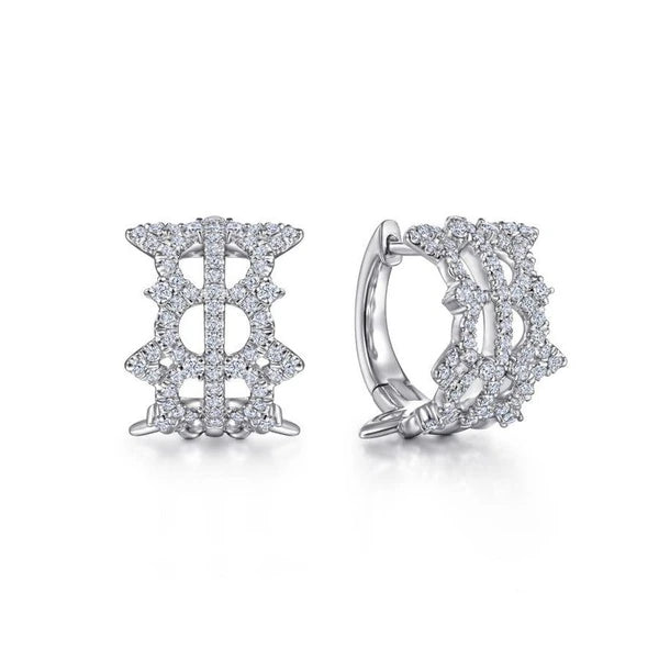 Vintage 14K White Gold 15MM Diamond Earrings