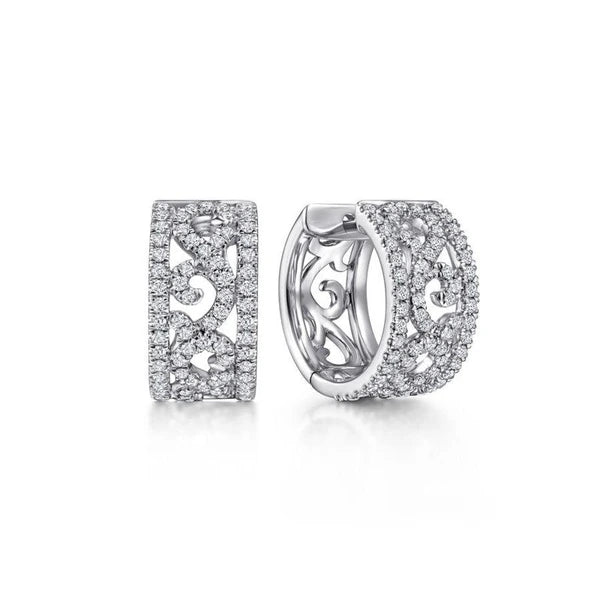 Vintage 14K White Gold 15MM Diamond Earrings