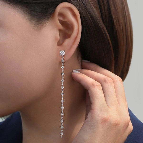 18K White Gold Diamond Drop Earrings