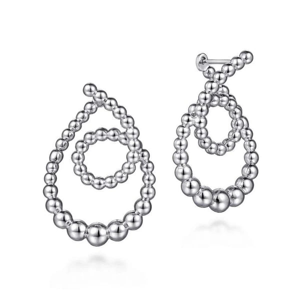 925 Sterling Silver Beaded  Drop Earrings