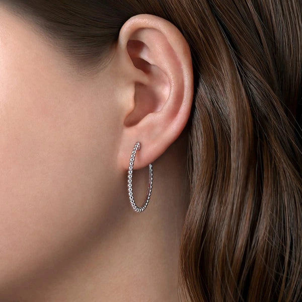 925 Sterling Silver Bujukan Oval Classic 30mm Hoop Earrings