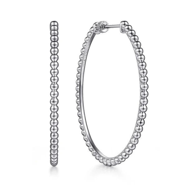 925 Sterling Silver Bujukan Oval Classic 50mm Hoop Earrings