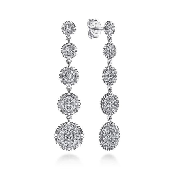 925 Sterling Silver White Sapphire Long Drop Stud Earrings