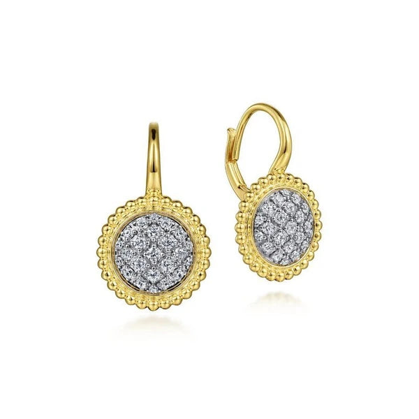 14K Yellow Gold Diamond e Bujukan Leverback Earrings