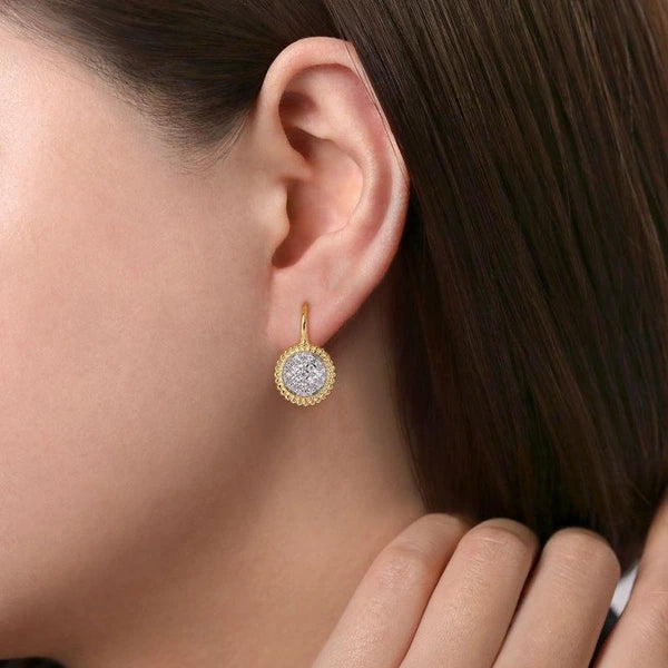 14K Yellow Gold Diamond e Bujukan Leverback Earrings