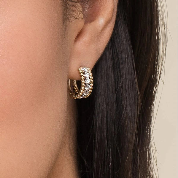 14K White-Yellow Gold Bujukan Huggie Pavé Diamond  Earrings