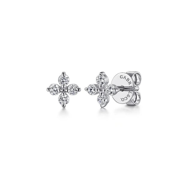 14K White Gold Diamond Stud Earrings