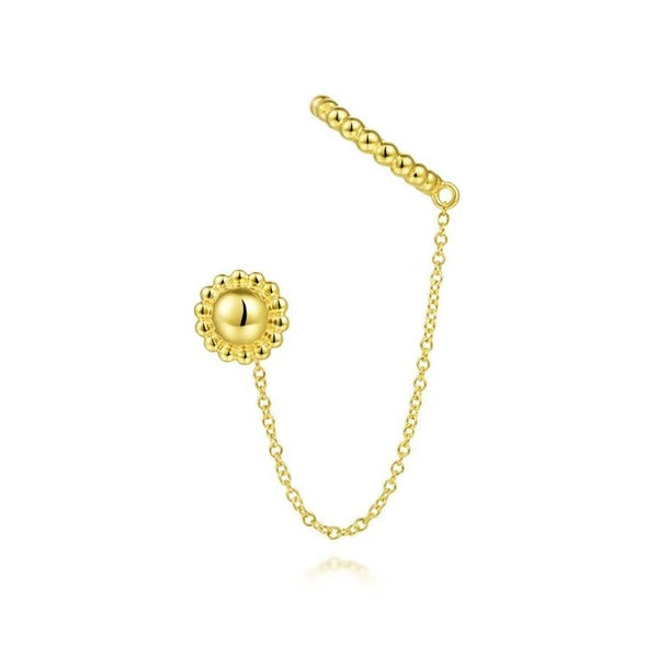 14K Yellow Gold  Single Stud Cuff Earring
