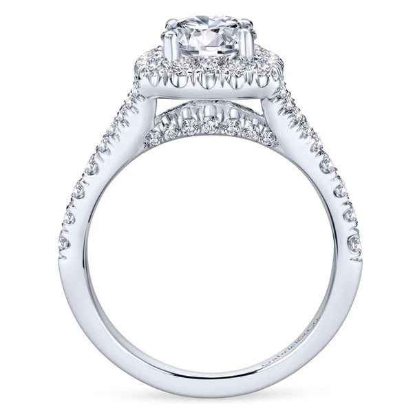 14K White Gold Round Halo Diamond Engagement Ring