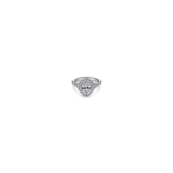 14K White Gold Oval Halo Diamond Engagement Ring