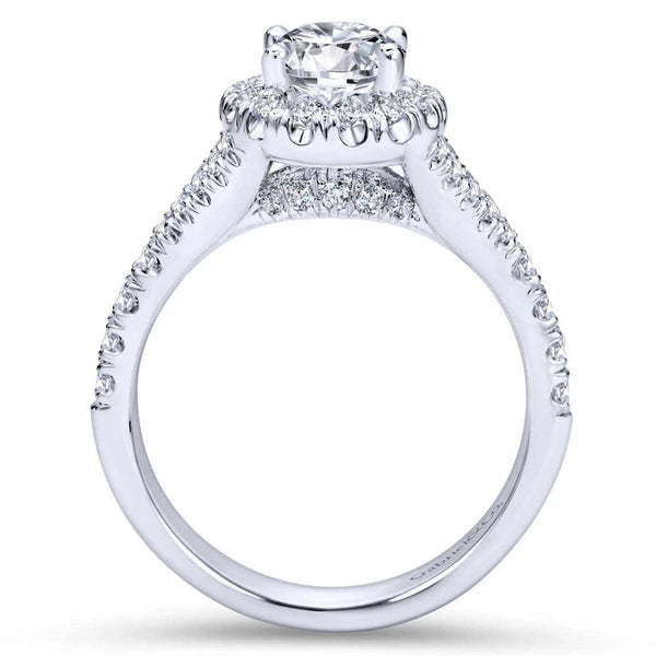 14K White Gold Oval Halo Diamond Engagement Ring