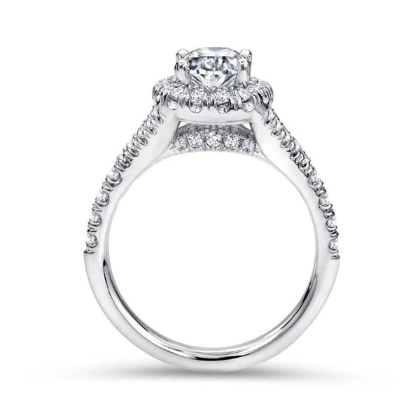 14K White Gold Oval Halo Diamond Engagement Ring