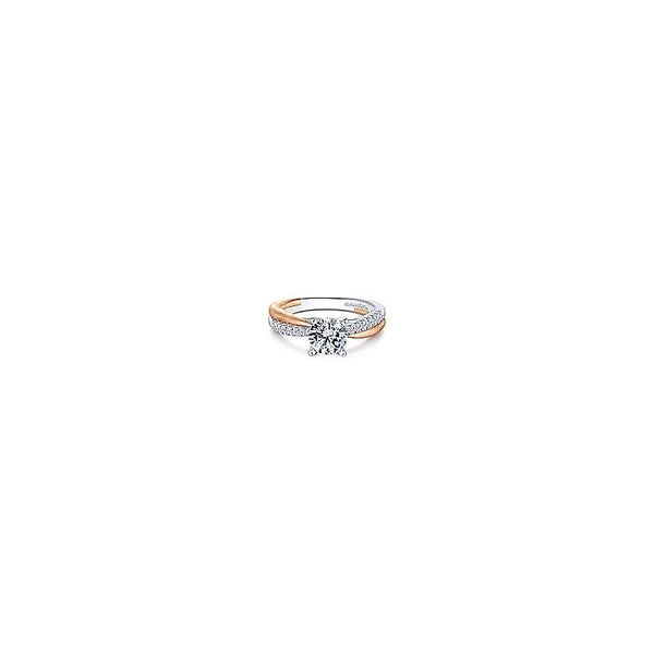 14K White-Rose Gold Round Diamond Criss Cross Engagement Ring